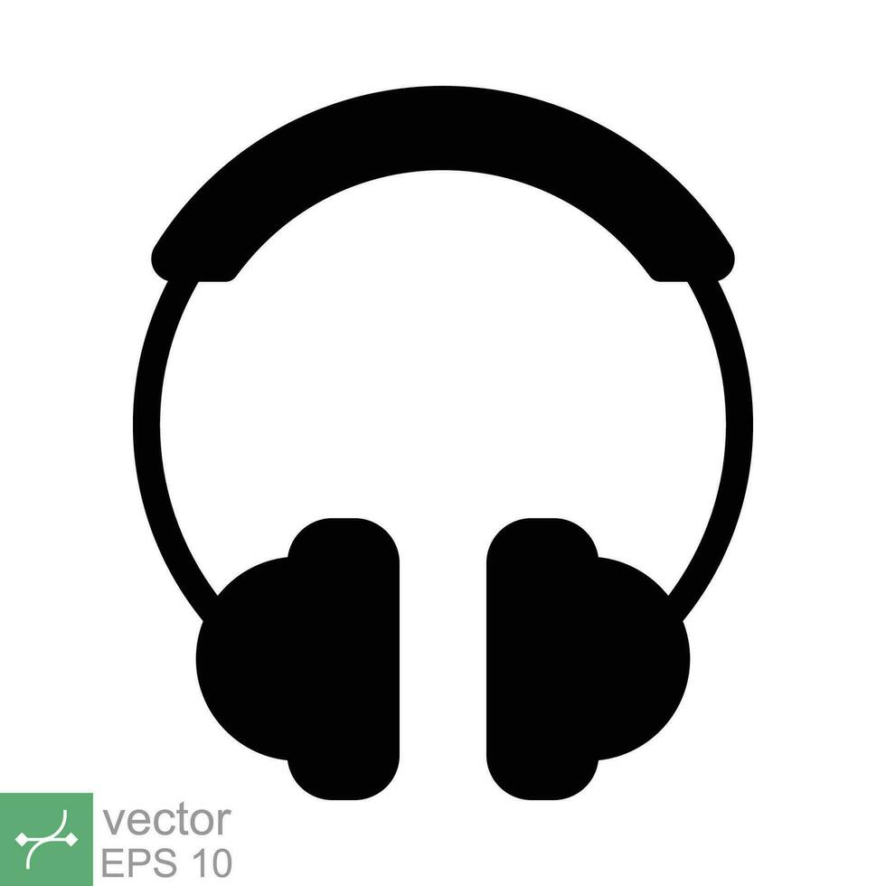 Headphones earphones flat icon. Simple solid style. Headphone, pictogram, listen music, wireless ear phone, technology concept. Glyph vector illustration isolated on white background. EPS 10.