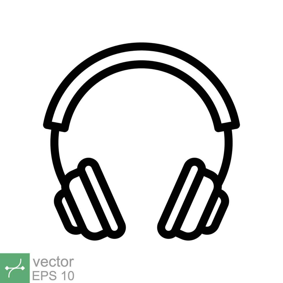 Headphones earphones flat icon. Simple outline style. Headphone, pictogram, listen music, wireless ear phone, technology concept. Line vector illustration isolated on white background. EPS 10.