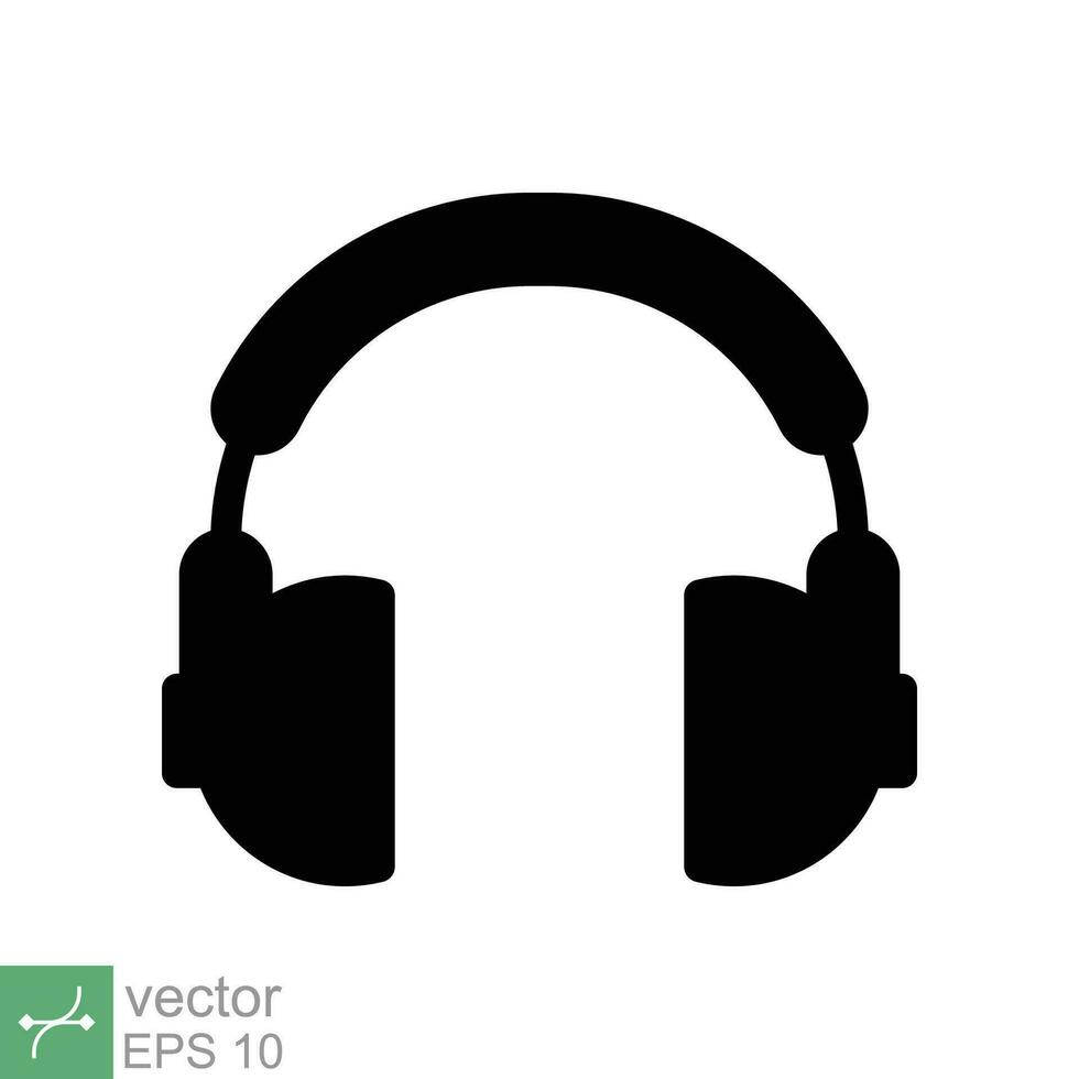 Headphones earphones flat icon. Simple solid style. Headphone, pictogram, listen music, wireless ear phone, technology concept. Glyph vector illustration isolated on white background. EPS 10.