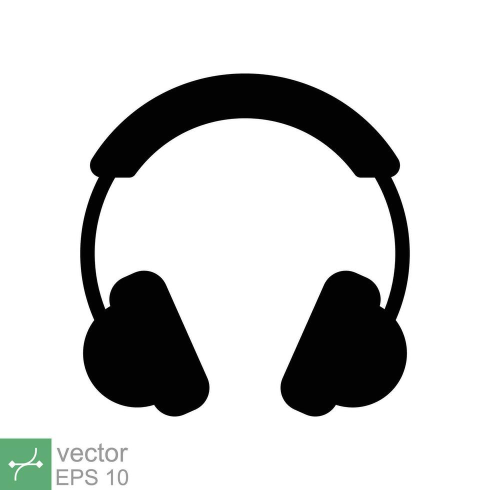 Headphones earphones flat icon. Simple solid style. Headphone, pictogram, listen music, wireless ear phone, technology concept. Glyph vector illustration isolated on white background. EPS 10.
