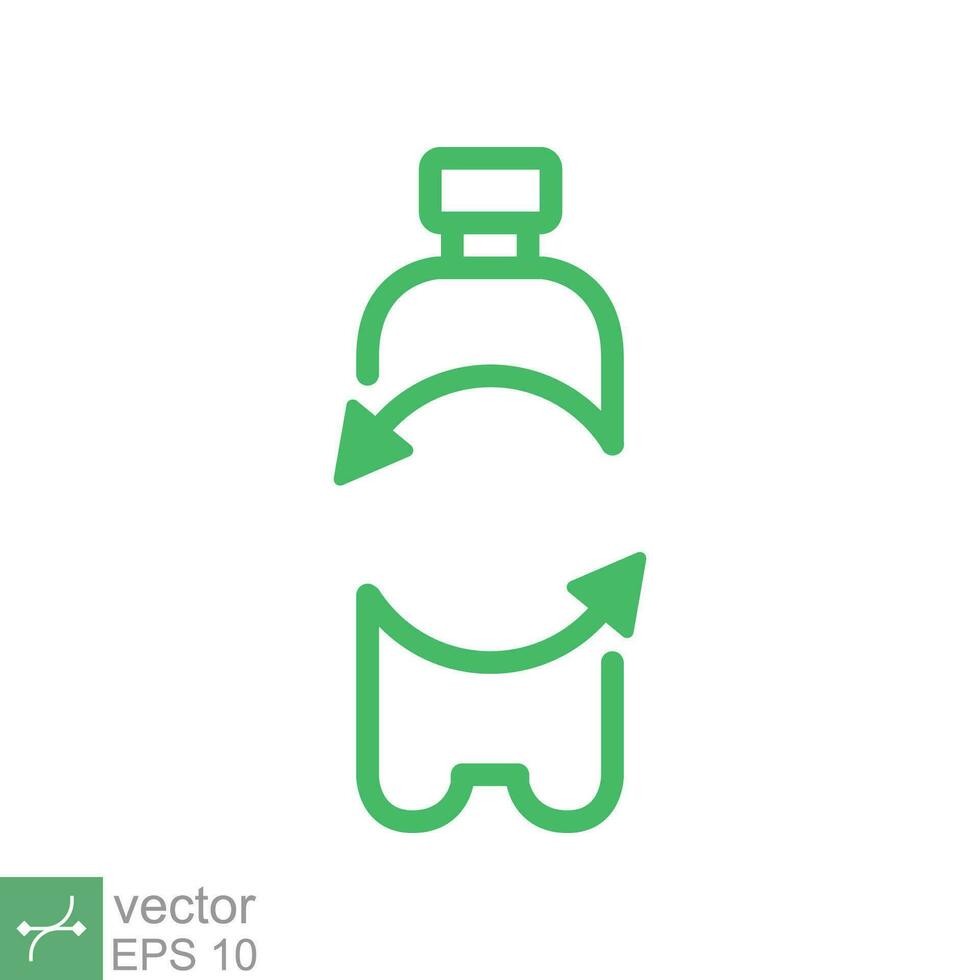 reciclar el plastico botella icono. sencillo contorno estilo. verde, circulo flecha, salud naturaleza, orgánico, ambiente concepto. línea vector ilustración aislado en blanco antecedentes. eps 10