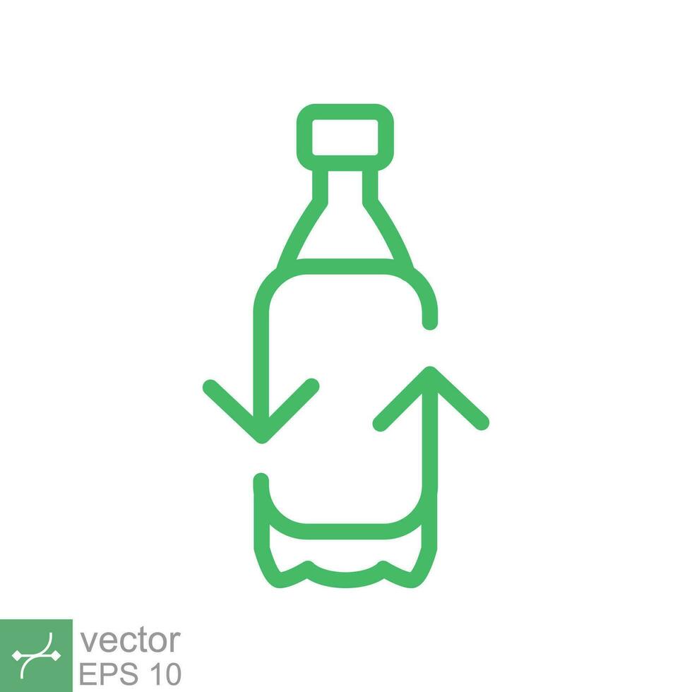 Recycle plastic bottle icon. Simple outline style. Green, circle arrow, health nature, organic, environment concept. Line vector illustration isolated on white background. EPS 10.