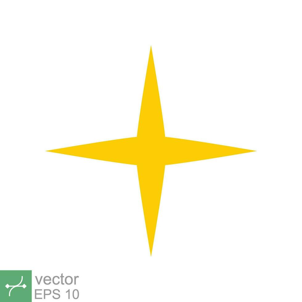 Star sparkle vector icon. Simple flat style. Yellow, gold, twinkle, shine, spark shape, for magic effect, glow, glitter, flash concept. Single illustration isolated on white background. EPS 10.