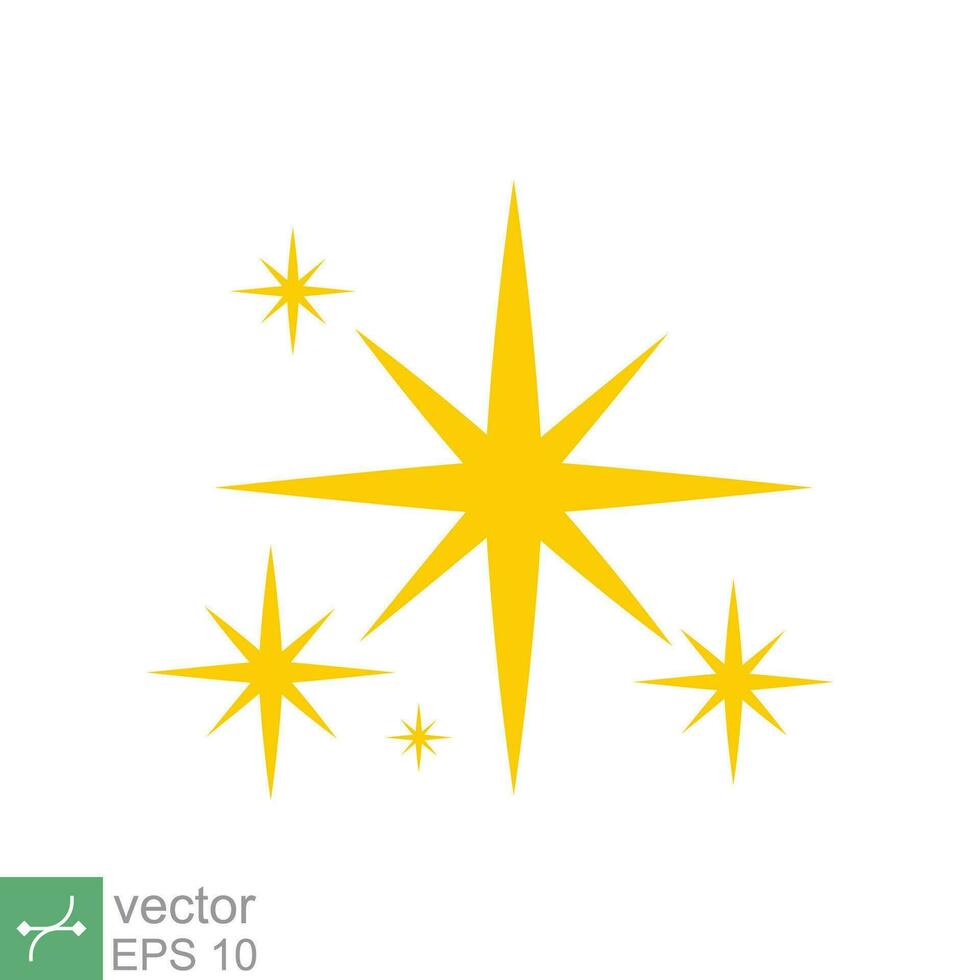 Star sparkle vector icon. Simple flat style. Yellow, gold, twinkle, shine, spark shape, for magic effect, glow, glitter, flash concept. Single illustration isolated on white background. EPS 10.