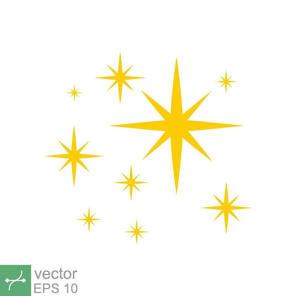 Star sparkle vector icon. Simple flat style. Yellow, gold, twinkle, shine, spark shape, for magic effect, glow, glitter, flash concept. Single illustration isolated on white background. EPS 10.