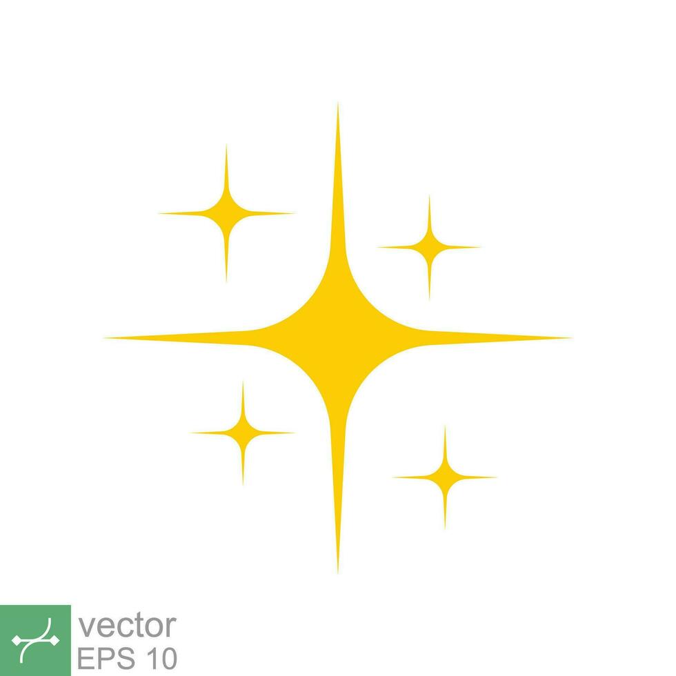 Star sparkle vector icon. Simple flat style. Yellow, gold, twinkle, shine, spark shape, for magic effect, glow, glitter, flash concept. Single illustration isolated on white background. EPS 10.