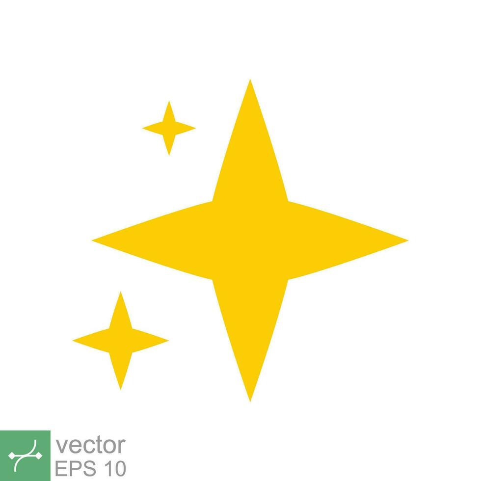 Star sparkle vector icon. Simple flat style. Yellow, gold, twinkle, shine, spark shape, for magic effect, glow, glitter, flash concept. Single illustration isolated on white background. EPS 10.