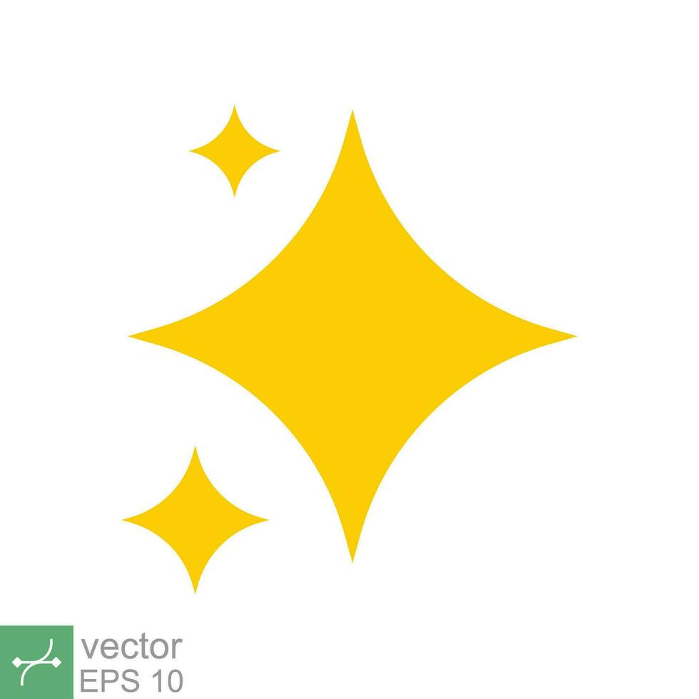 Star sparkle vector icon. Simple flat style. Yellow, gold, twinkle, shine, spark shape, for magic effect, glow, glitter, flash concept. Single illustration isolated on white background. EPS 10.