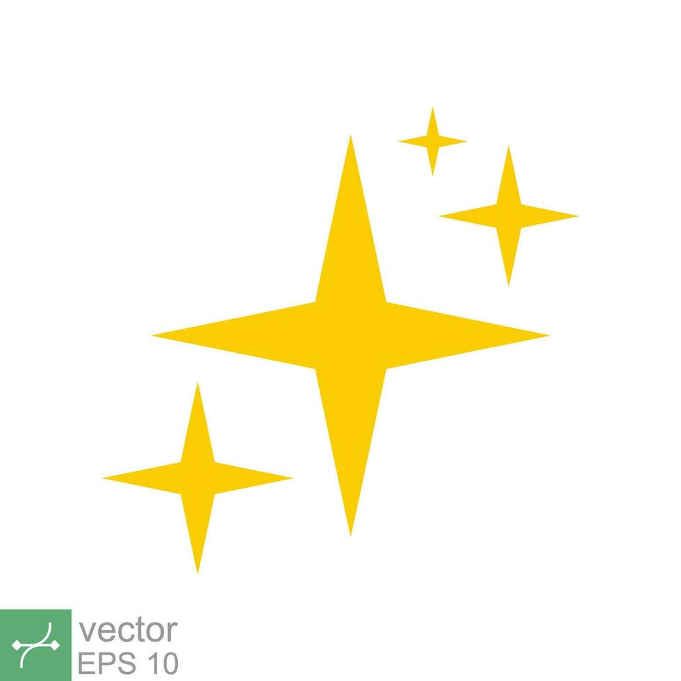 Star sparkle vector icon. Simple flat style. Yellow, gold, twinkle, shine, spark shape, for magic effect, glow, glitter, flash concept. Single illustration isolated on white background. EPS 10.