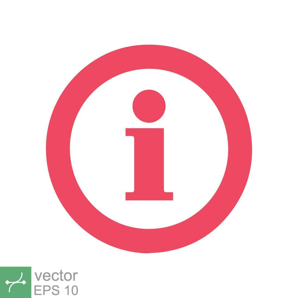 Information bubble speech icon. Simple flat style. Info help sign mark, inform, pictogram, red balloon shape, template design. Vector illustration isolated on white background. EPS 10.