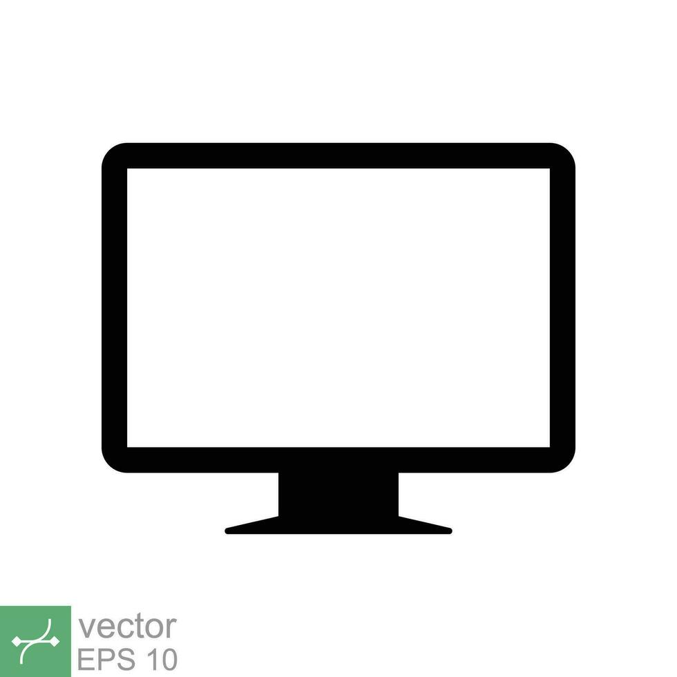 Monitor screen icon. Simple flat style. PC, desktop, lcd, tv, television, computer display, digital technology concept. Vector illustration isolated on white background. EPS 10.