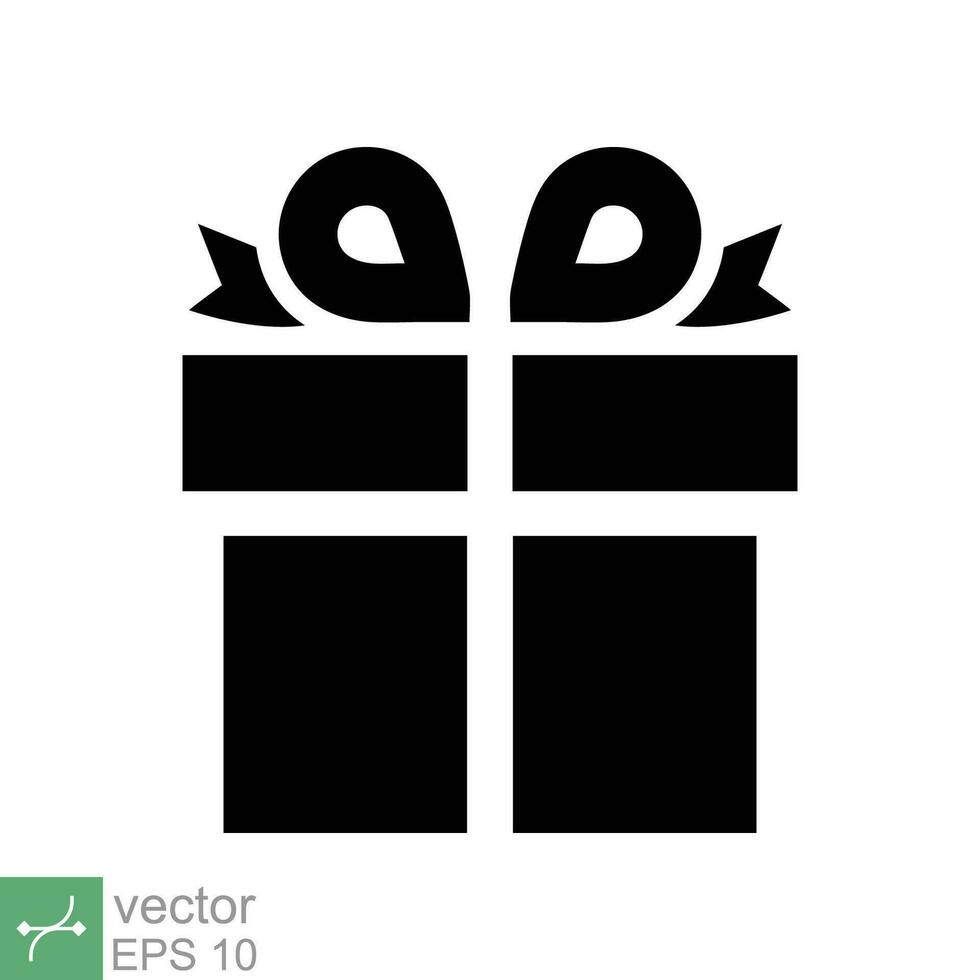 regalo caja icono. sencillo sólido estilo. presente caja con cinta, fiesta, cumpleaños celebracion concepto. glifo vector ilustración aislado en blanco antecedentes. eps 10