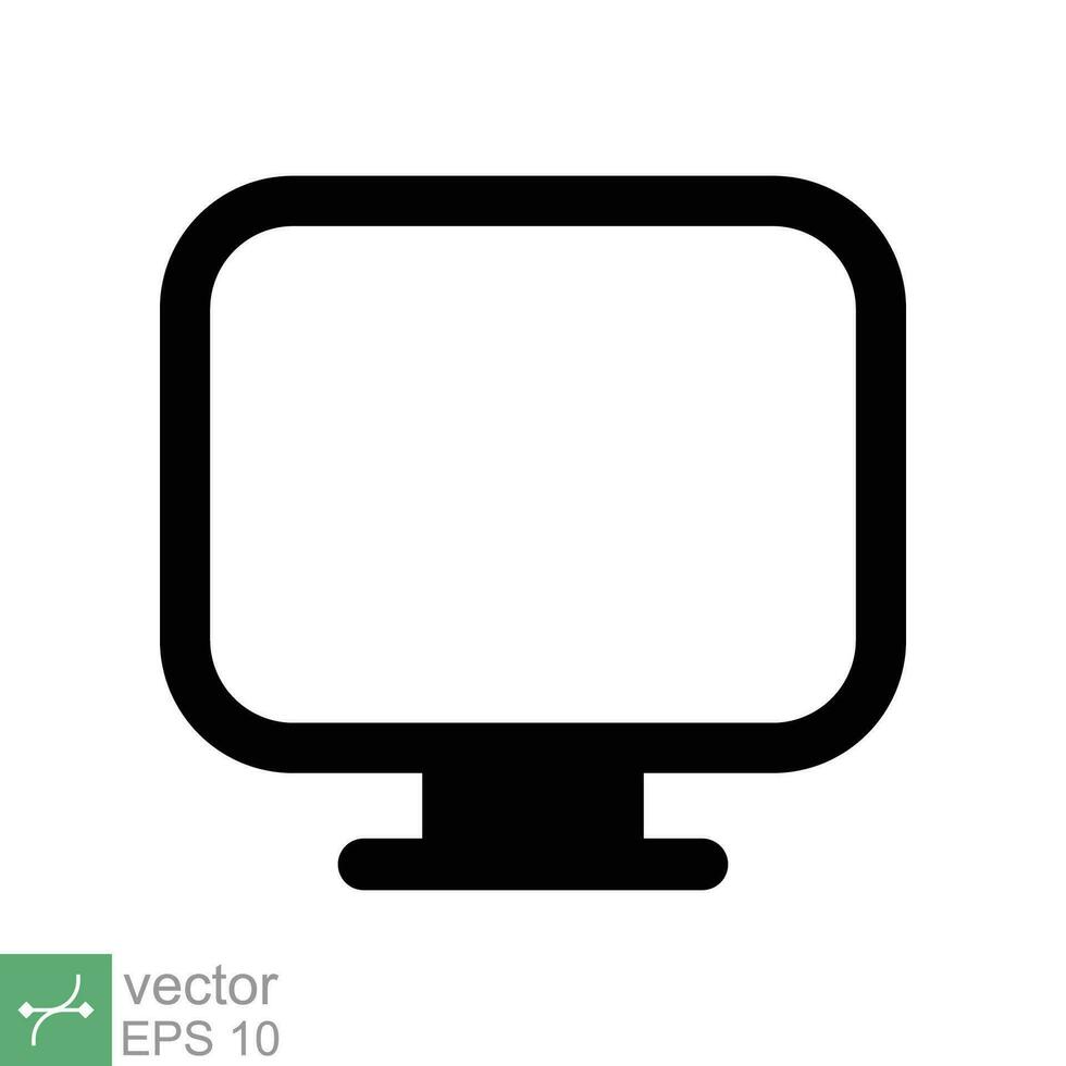 Monitor screen icon. Simple flat style. PC, desktop, lcd, tv, television, computer display, digital technology concept. Vector illustration isolated on white background. EPS 10.