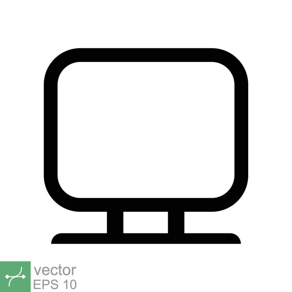 Monitor screen icon. Simple flat style. PC, desktop, lcd, tv, television, computer display, digital technology concept. Vector illustration isolated on white background. EPS 10.