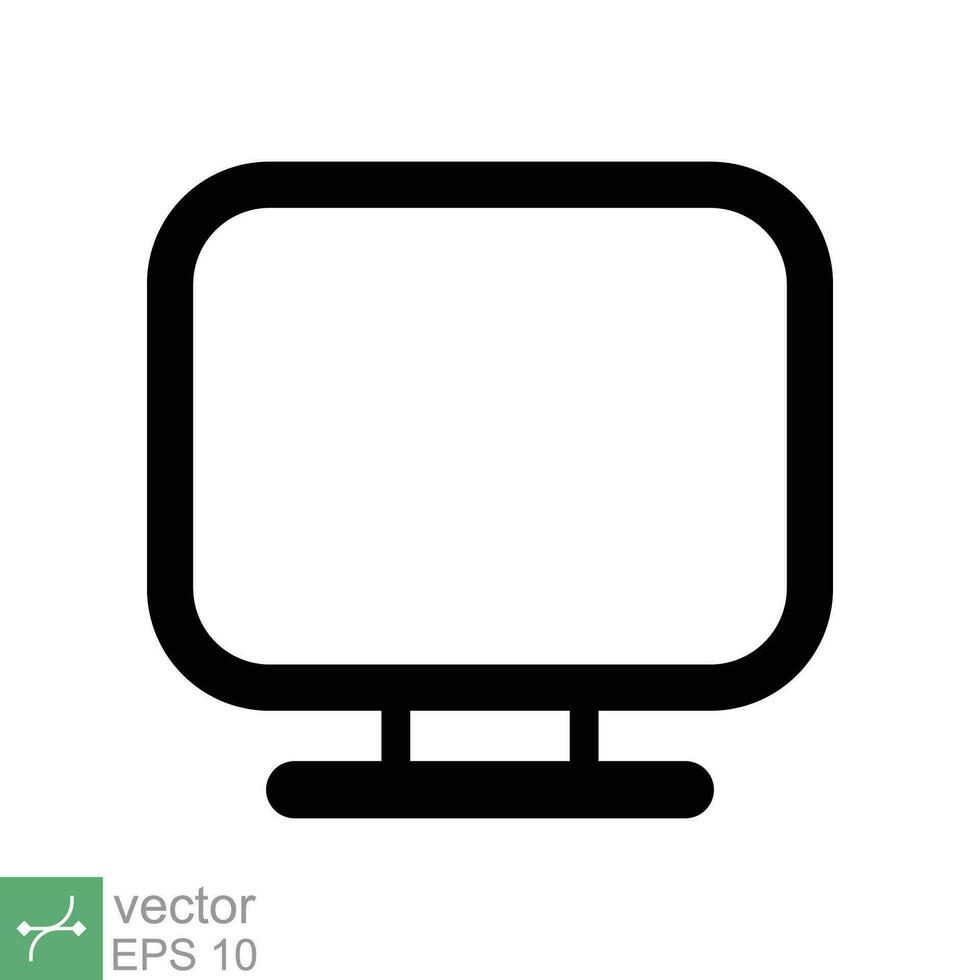 Monitor screen icon. Simple flat style. PC, desktop, lcd, tv, television, computer display, digital technology concept. Vector illustration isolated on white background. EPS 10.