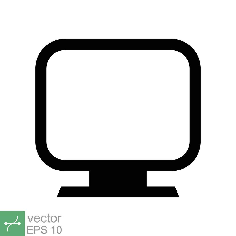 Monitor screen icon. Simple flat style. PC, desktop, lcd, tv, television, computer display, digital technology concept. Vector illustration isolated on white background. EPS 10.