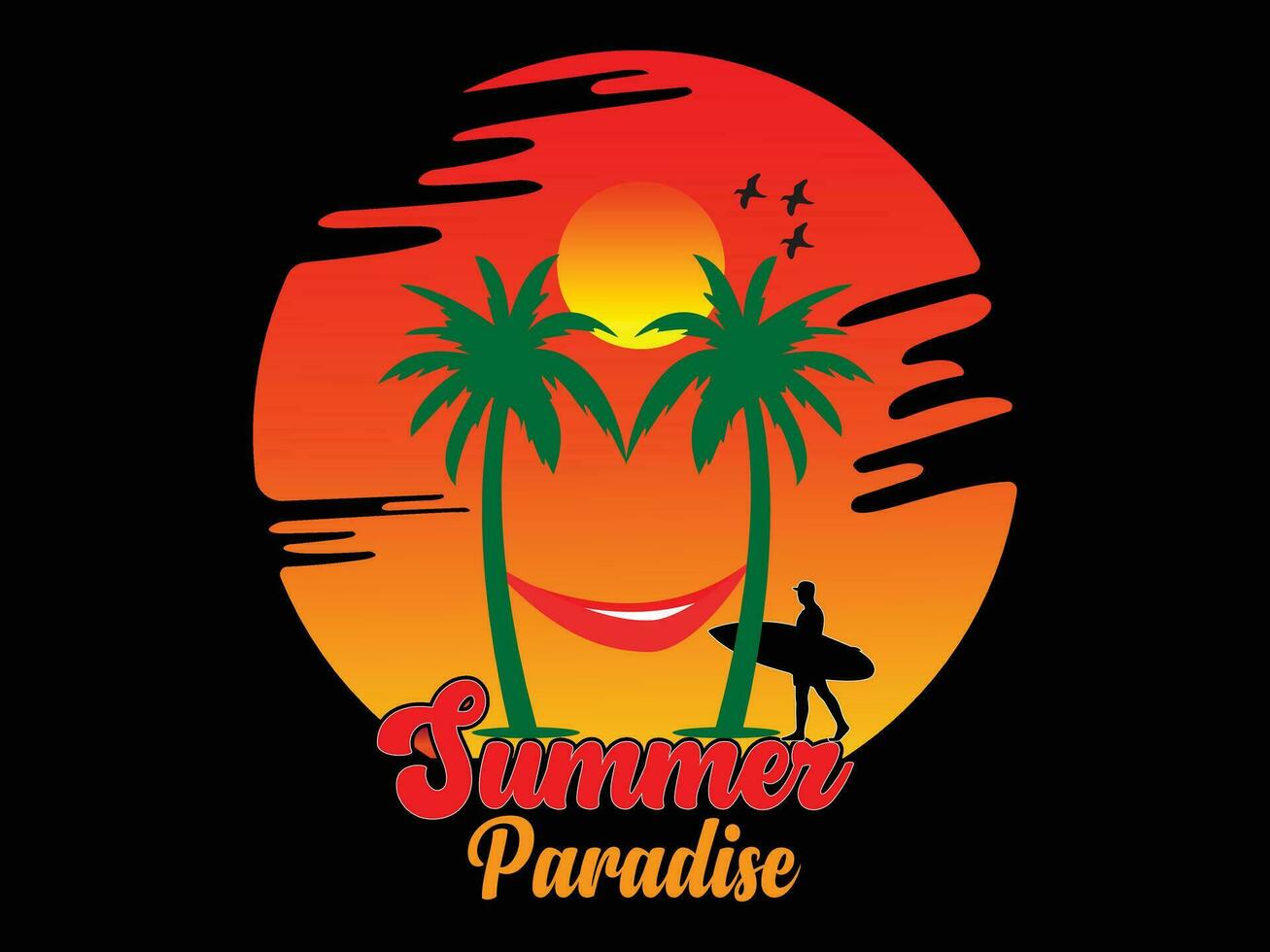 verano paraíso camiseta diseño ilustración vector