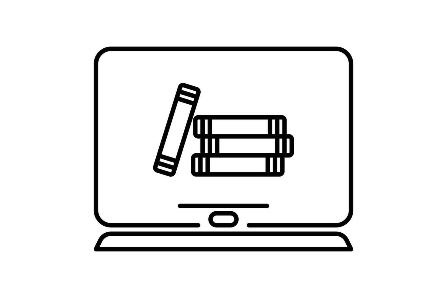 online library. related to E learning and online education. line icon style. Simple vector design editable