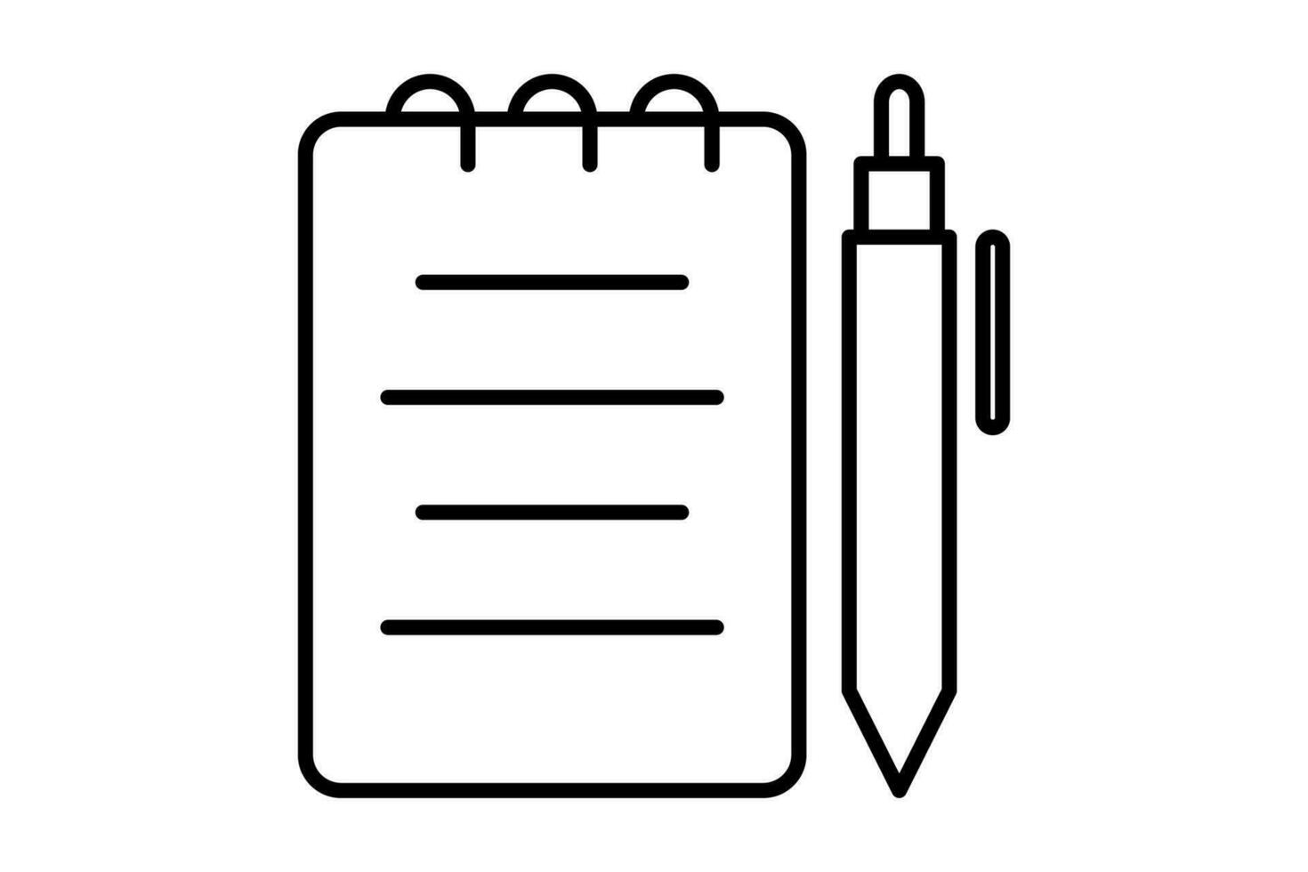 note book and pen icon. Icon related to E learning and online education. line icon style. Simple vector design editable
