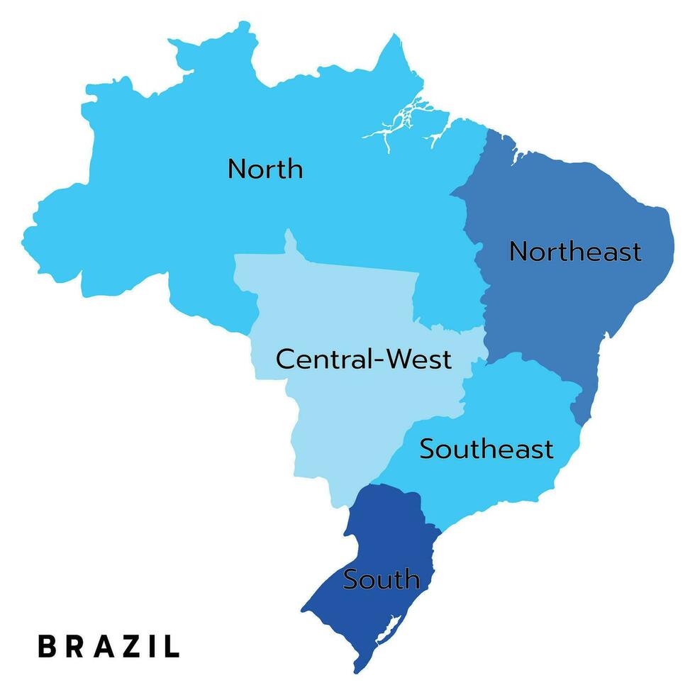 Brazil map with administrative regions. Latin map. Brazilian map. vector