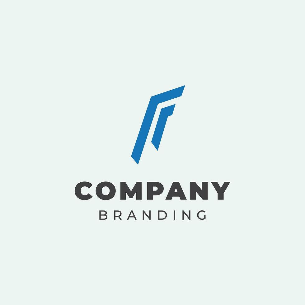geometric logo design in the shape of the letter F in blue vector