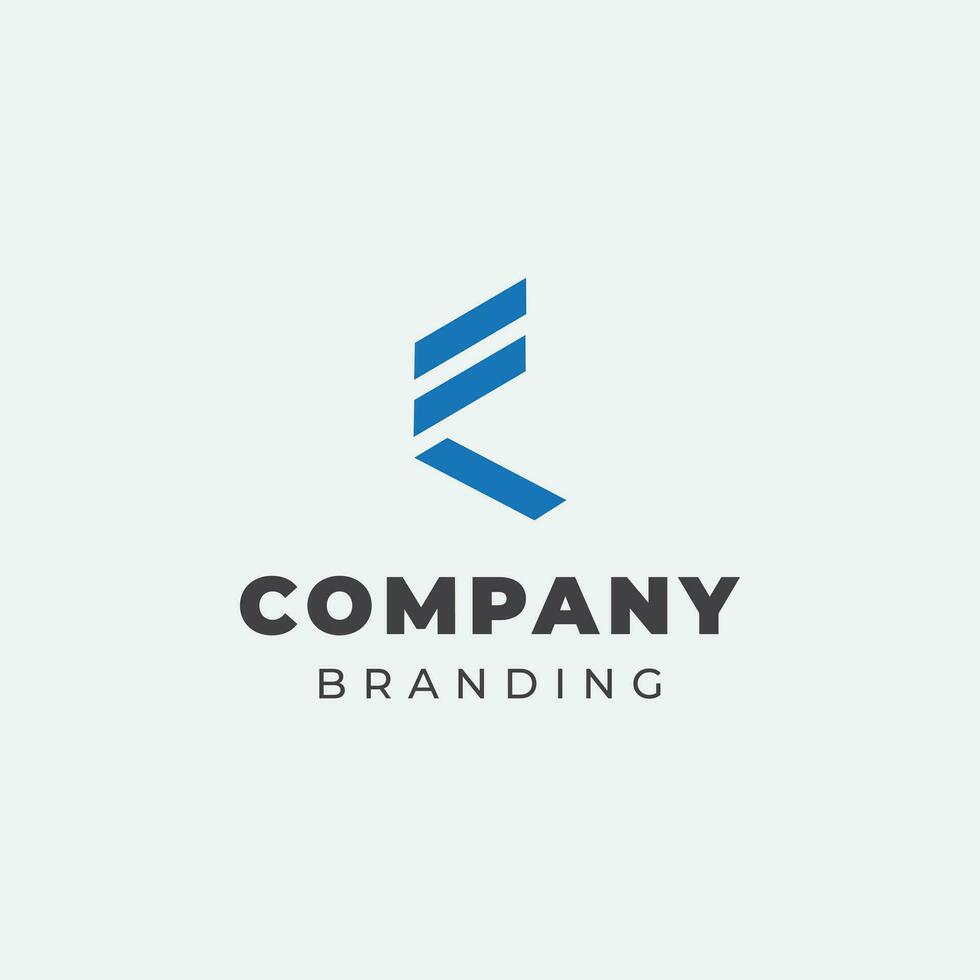 geometric logo design in the shape of the letter F in blue vector