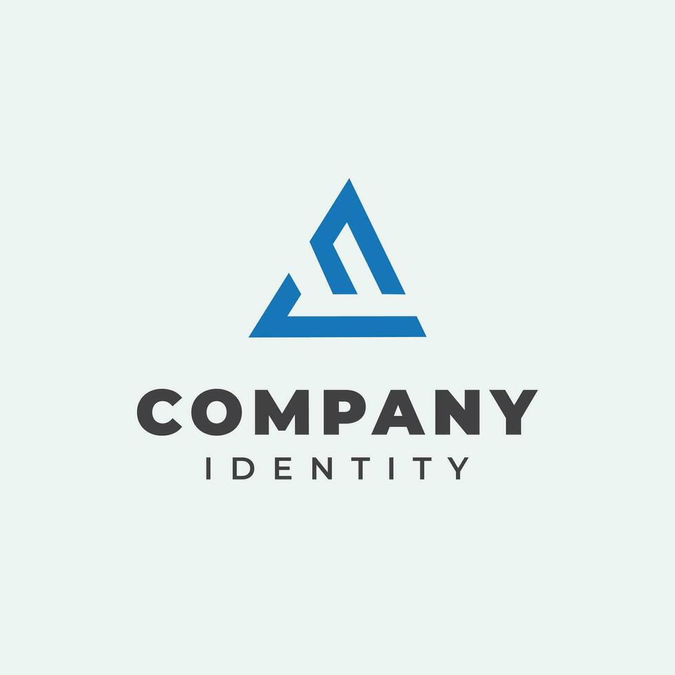letter A logo design in blue geometric abstract triangle shape vector