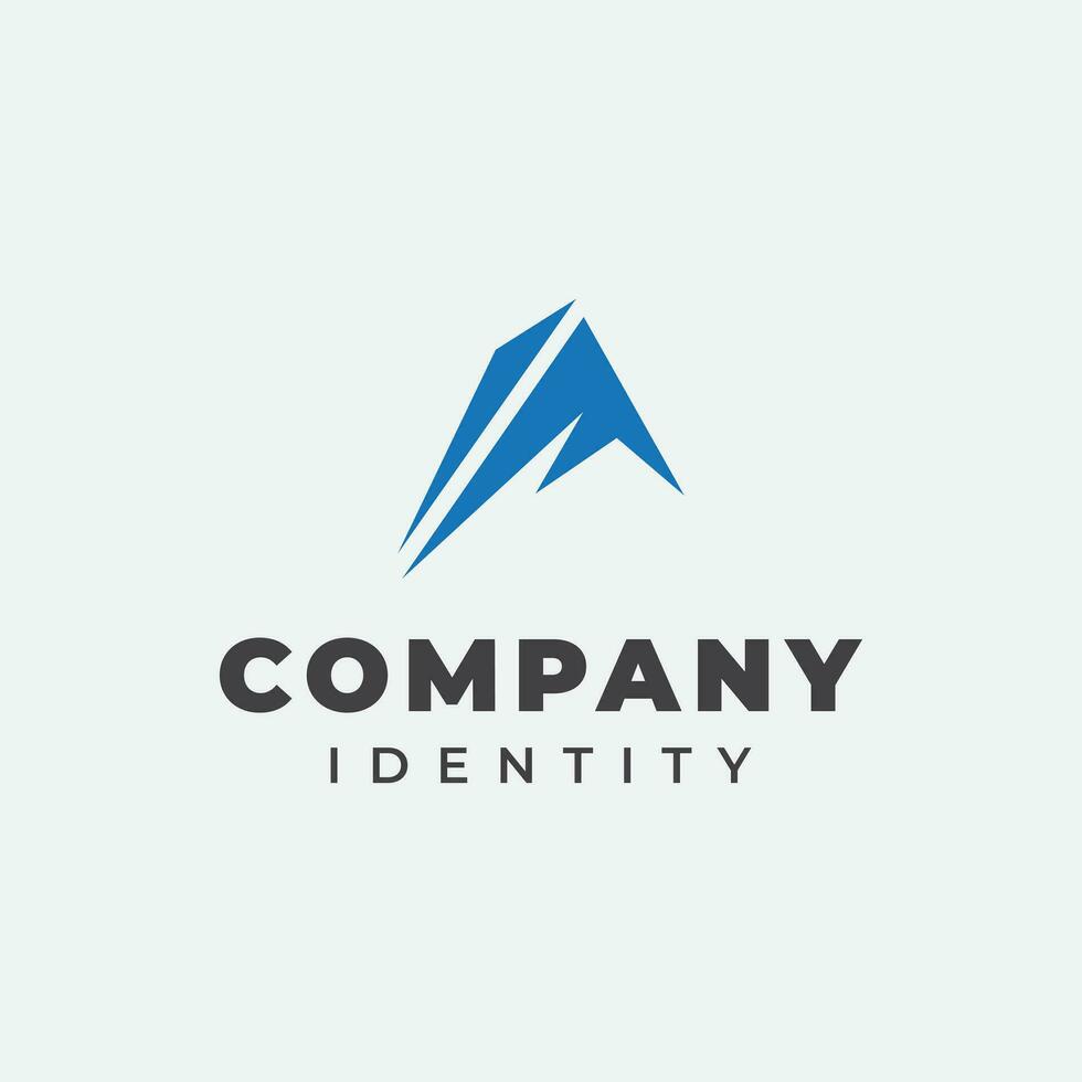 letter A logo design in blue geometric abstract triangle shape vector