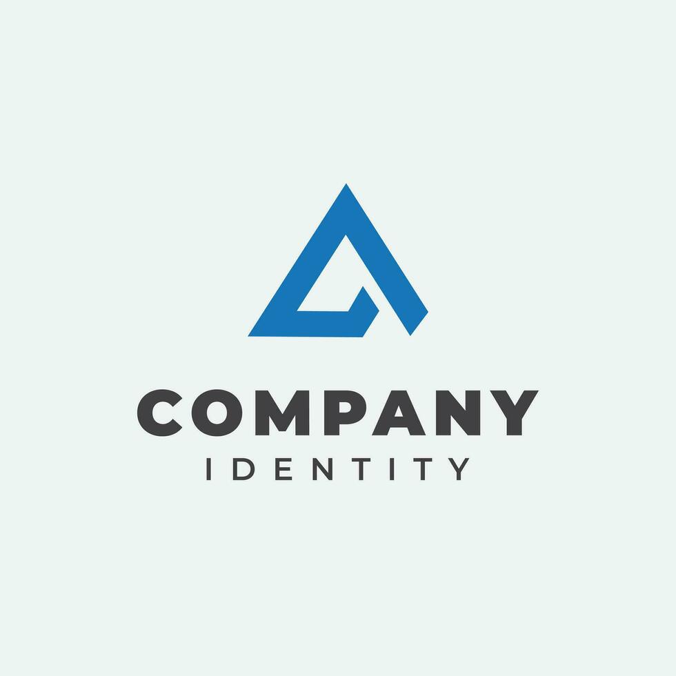 letter A logo design in blue geometric abstract triangle shape vector