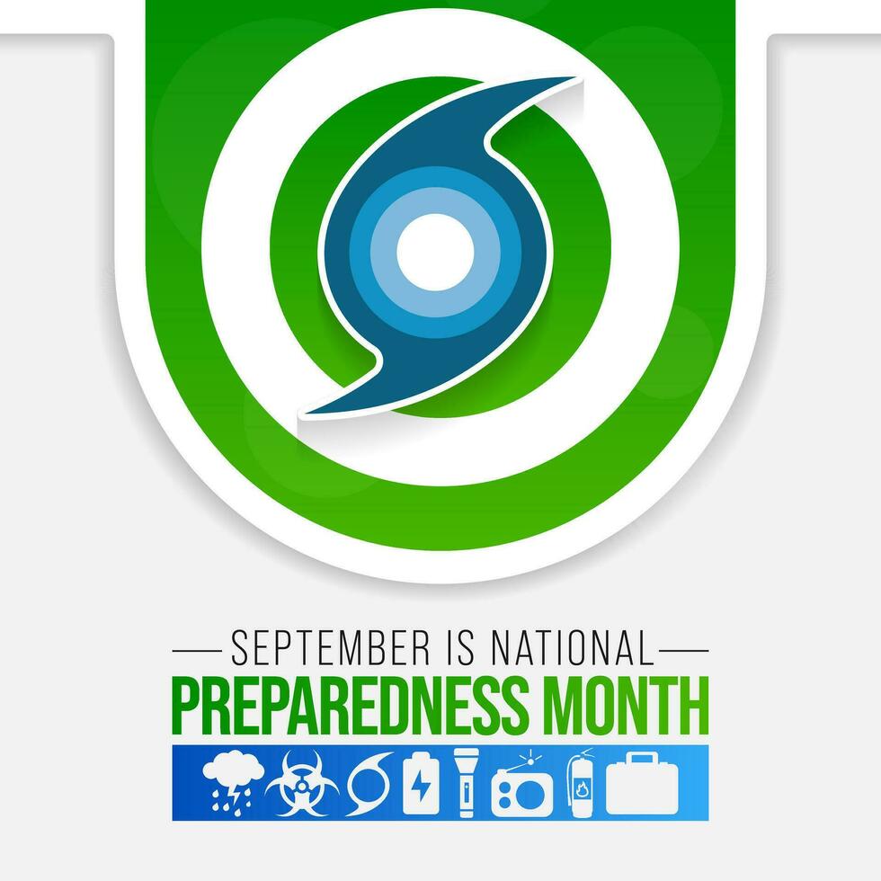 National Preparedness month NPM is observed each year in September to raise awareness about the importance of preparing for disasters and emergencies that could happen at any time. Vector art