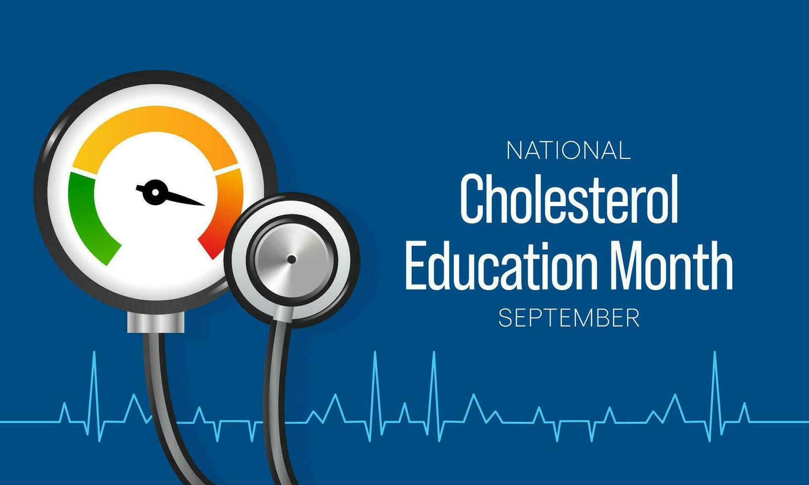 National Cholesterol Education month is observed every year during September, to raise awareness about cardiovascular disease, cholesterol, and stroke. Vector illustration