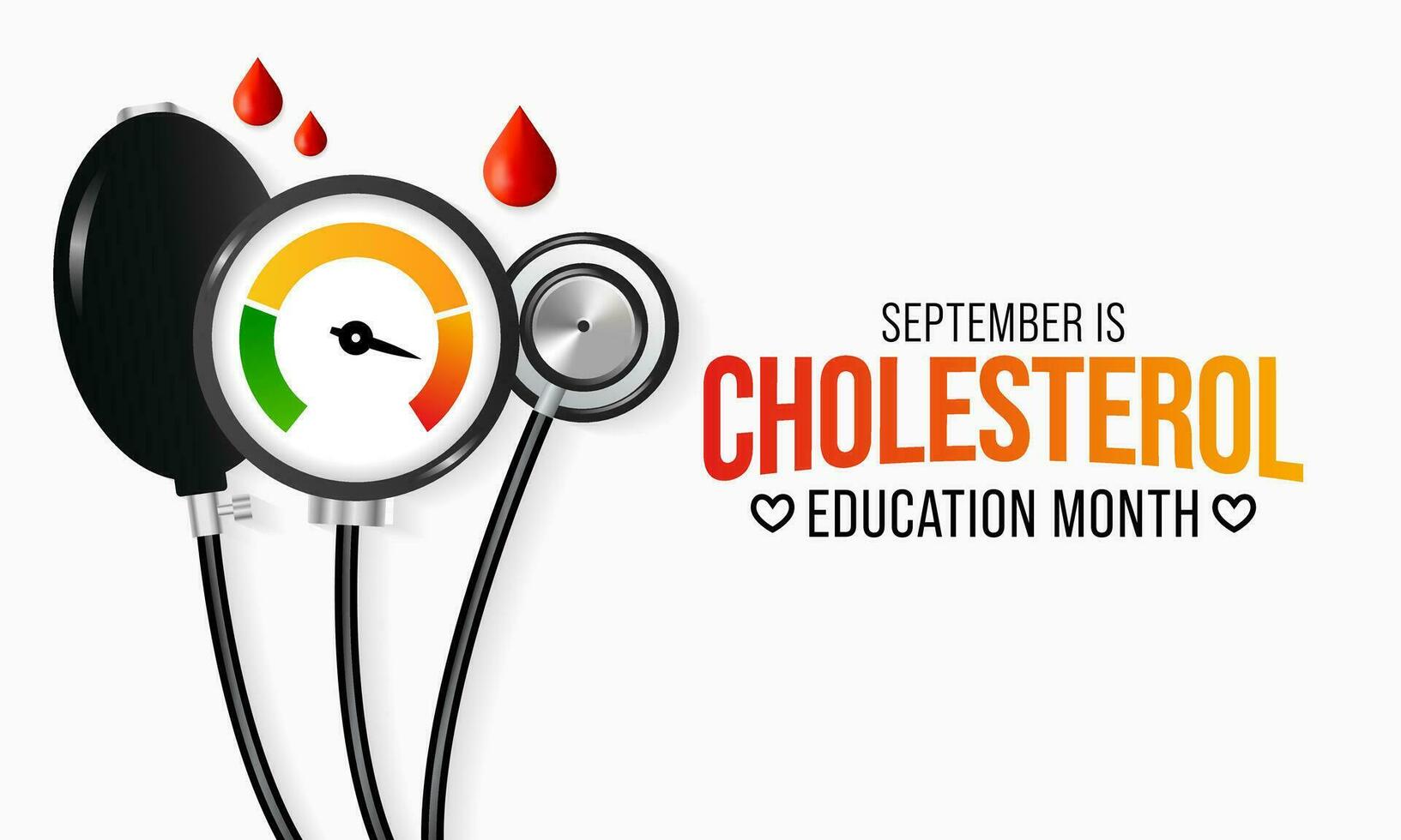 National Cholesterol Education month is observed every year during September, to raise awareness about cardiovascular disease, cholesterol, and stroke. Vector illustration