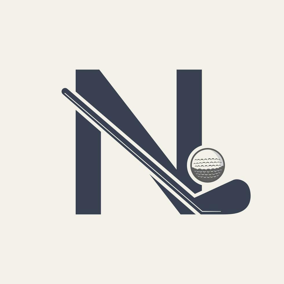 Letter N Hockey Tournament Logo. Ice Hockey Badge Logo Template vector