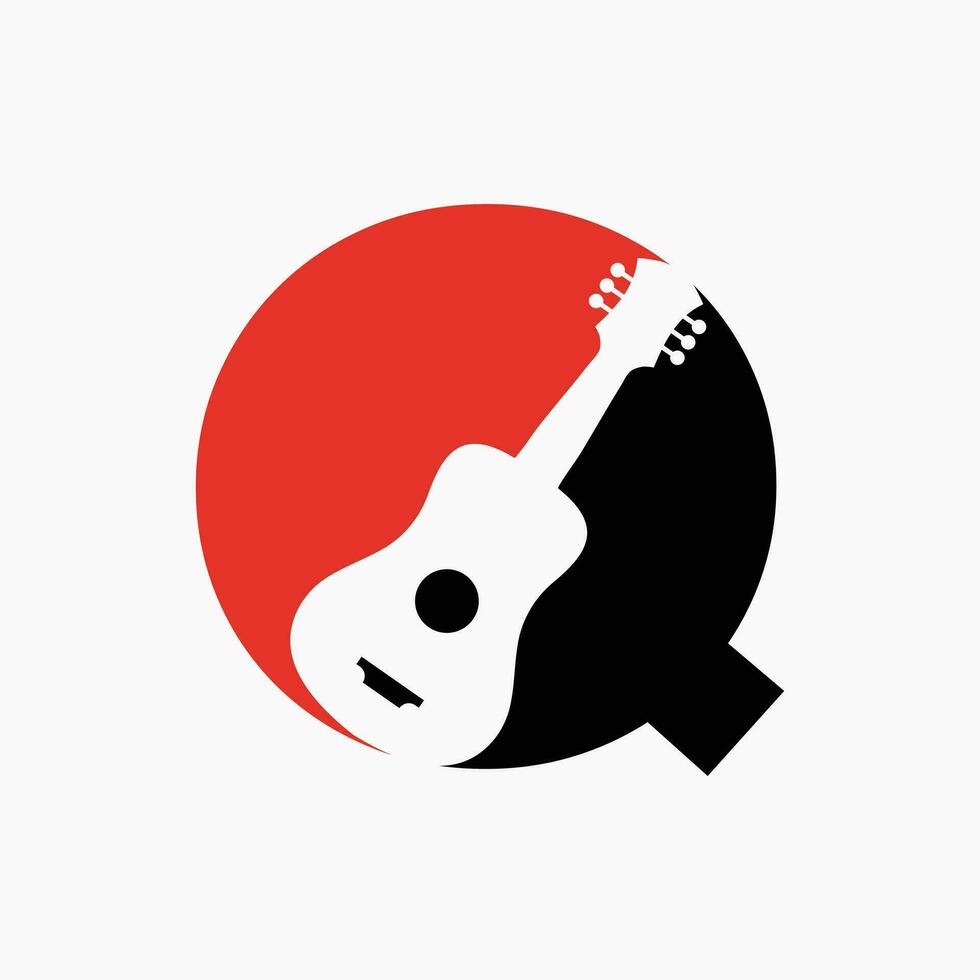 Letter Q Guitar Logo. Guitarist Logo Concept With Guitar Icon. Festival and Music Symbol vector