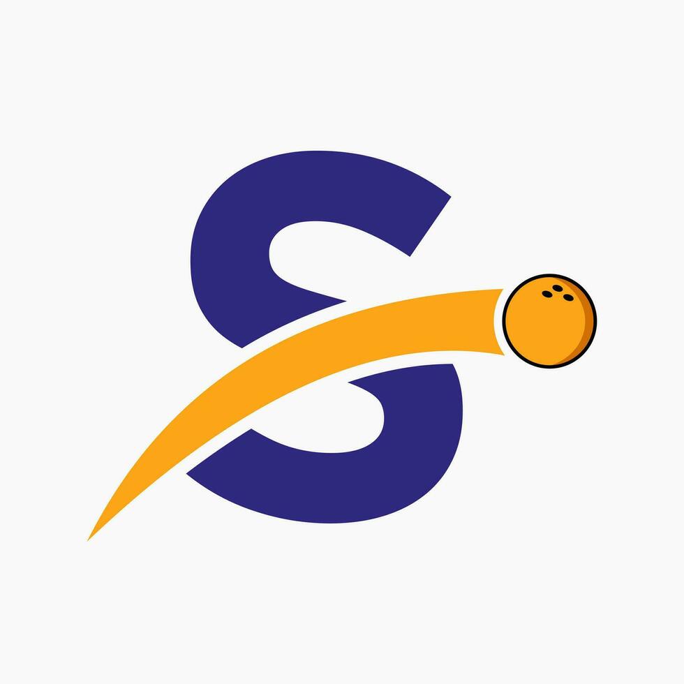 Letter S Bowling Logo. Bowling Ball Symbol With Moving Ball Icon vector