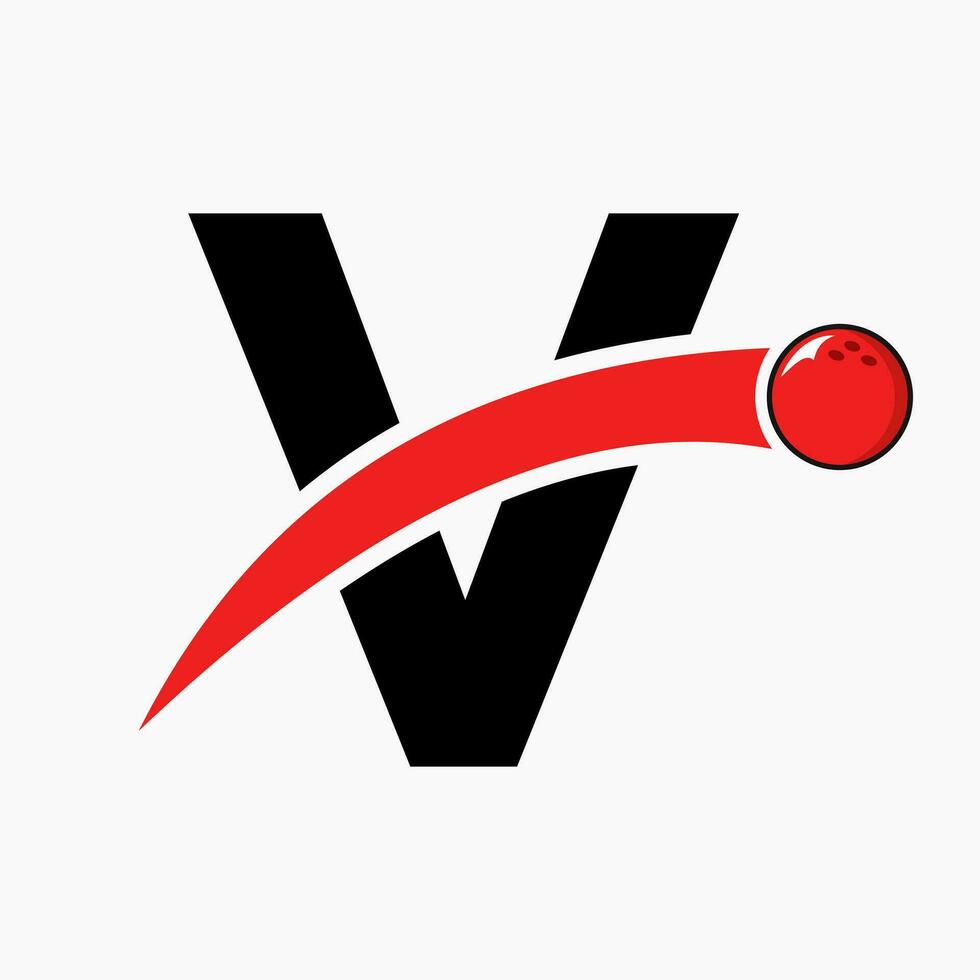 Letter V Bowling Logo. Bowling Ball Symbol With Moving Ball Icon vector