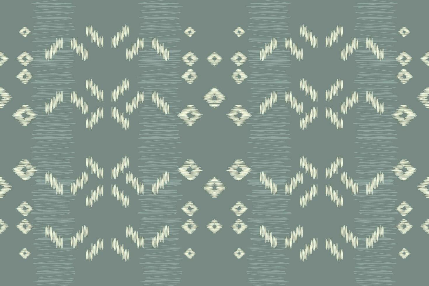 Ethnic Ikat fabric pattern geometric style.African Ikat embroidery Ethnic oriental pattern green gray background. Abstract,vector,illustration.Texture,clothing,frame,decoration,carpet,motif. vector