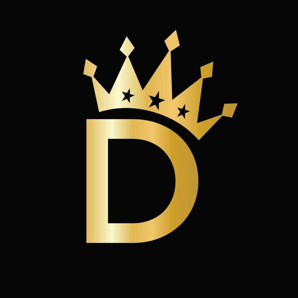 Letter D Luxury Logo With Crown Symbol. Crown Logotype Template vector