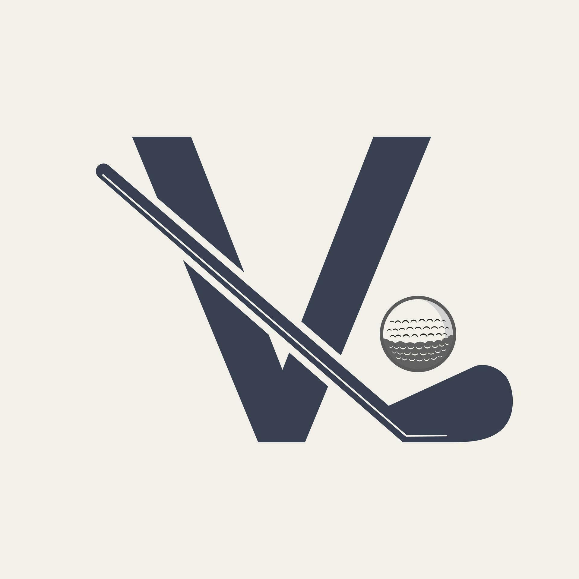 Letter V Hockey Tournament Logo. Ice Hockey Badge Logo Template