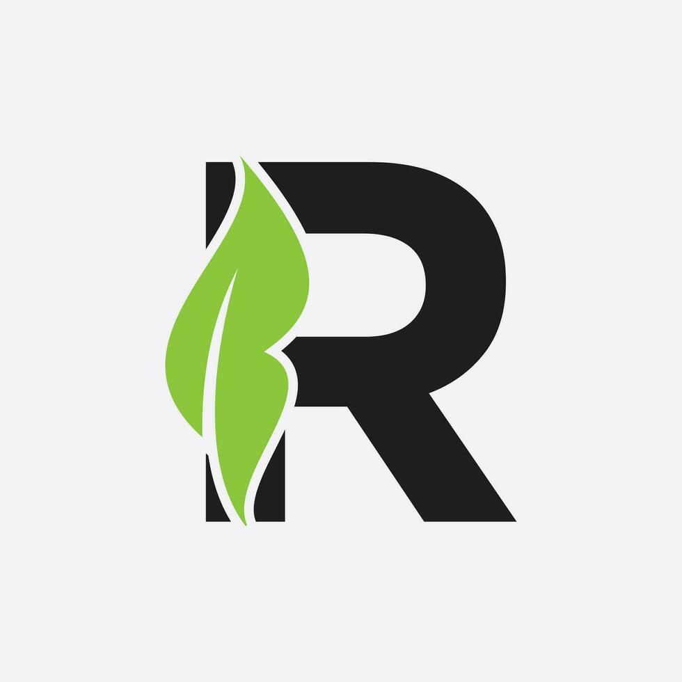 Letter R Leaf Logo. Eco Farm Logotype Vector Template. Organic Symbol