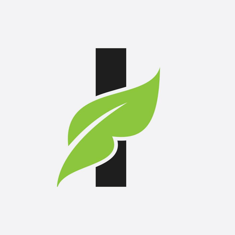 Letter I Leaf Logo. Eco Farm Logotype Vector Template. Organic Symbol