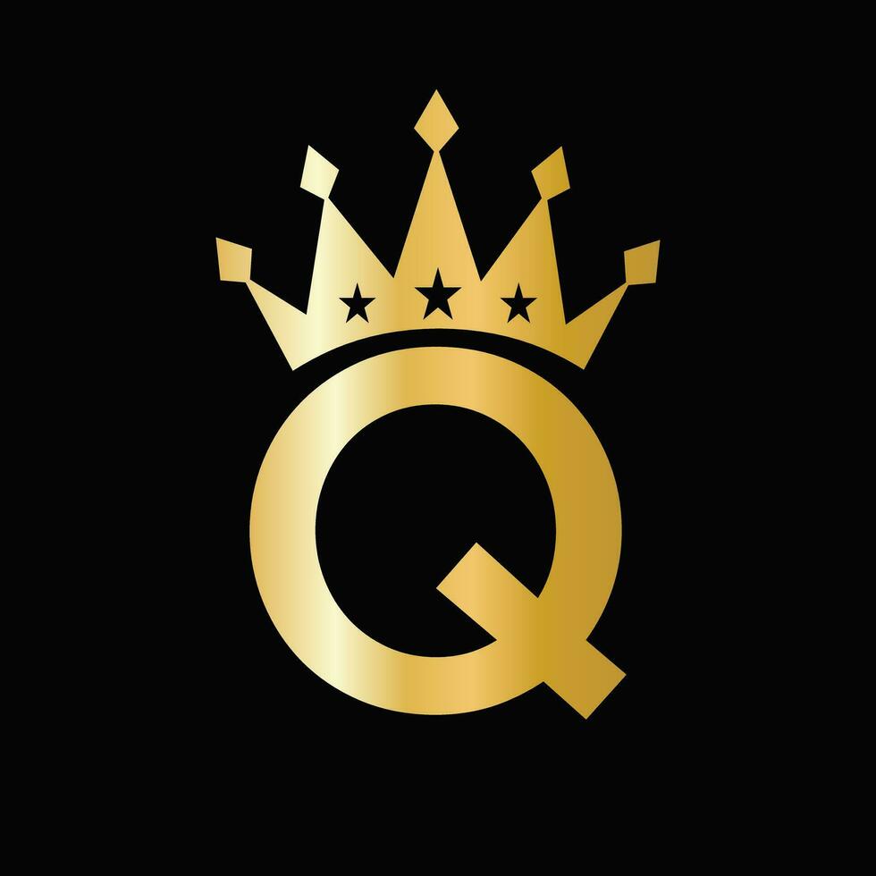 Letter Q Luxury Logo With Crown Symbol. Crown Logotype Template vector