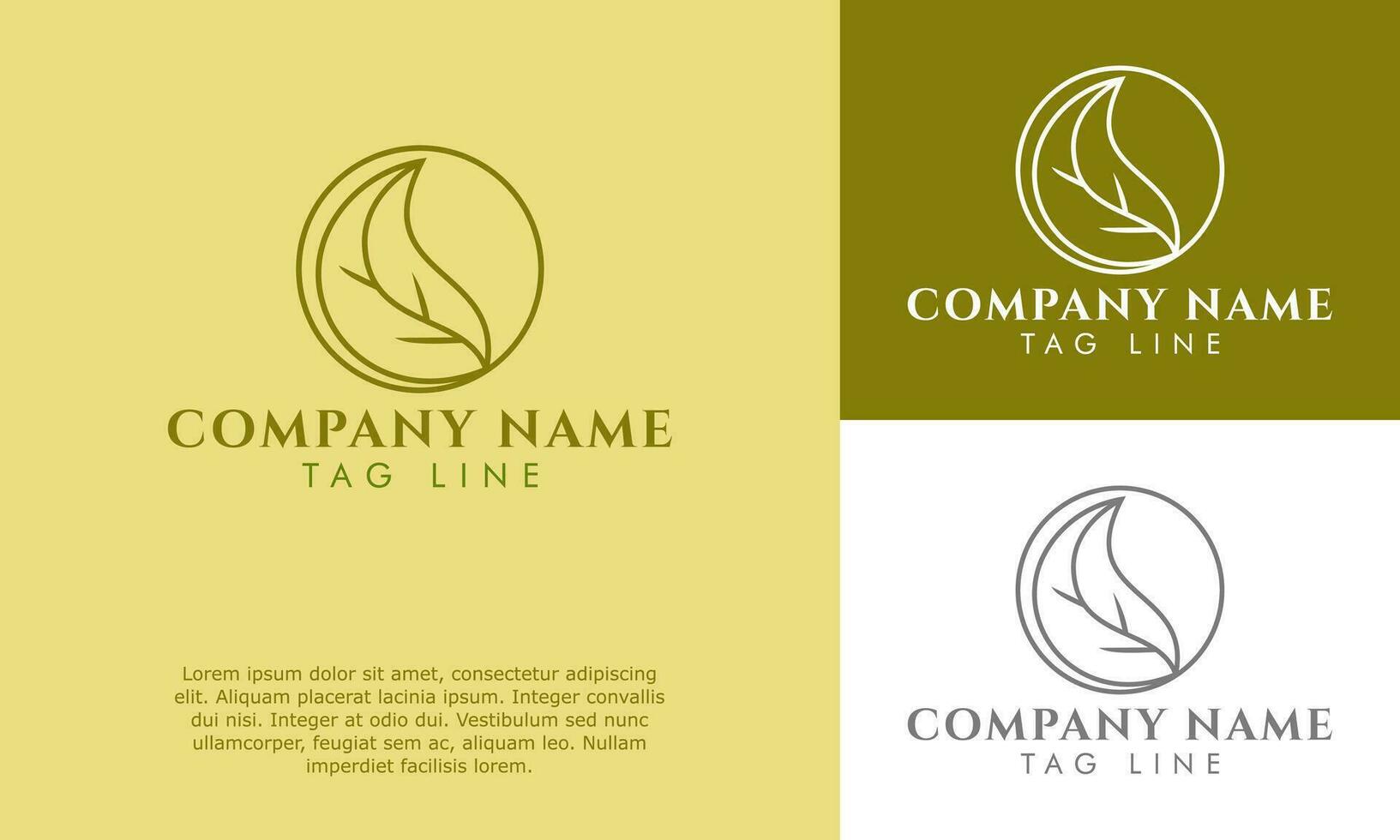 Tropical plant leaf logo. Round emblem nature logo in a circle linear style. Suitable for natural products, flower shop, cosmetics, ecology concepts, health, spa, yoga Center. vector