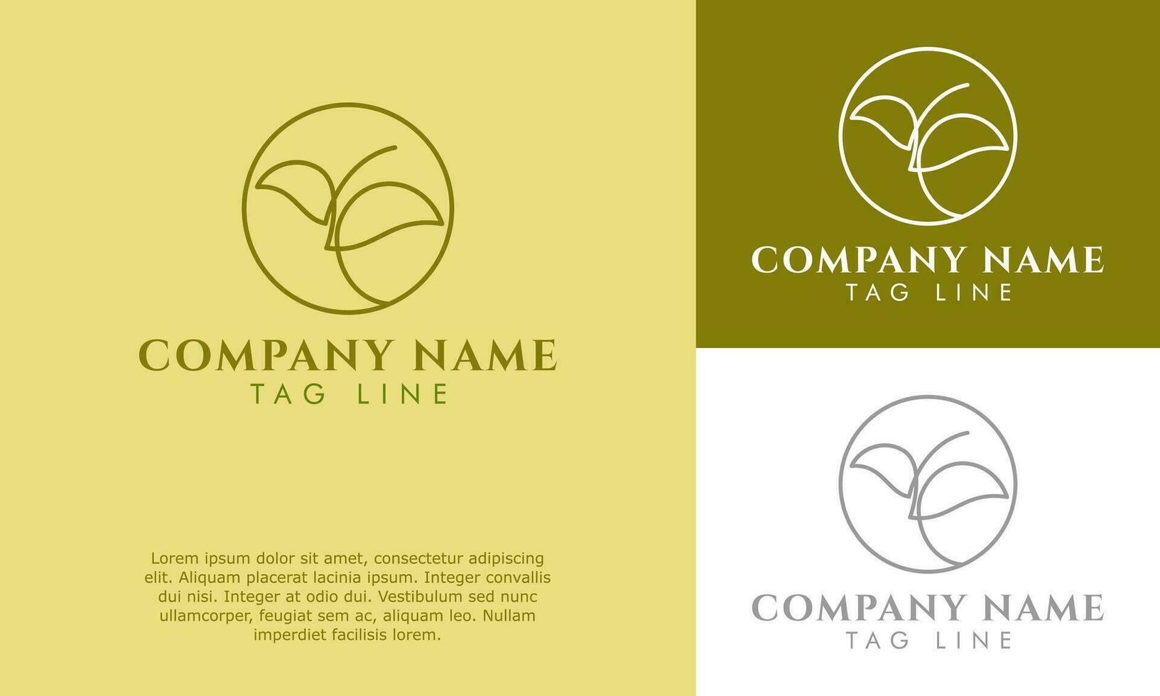 Tropical plant leaf logo. Round emblem nature logo in a circle linear style. Suitable for natural products, flower shop, cosmetics, ecology concepts, health, spa, yoga Center. vector