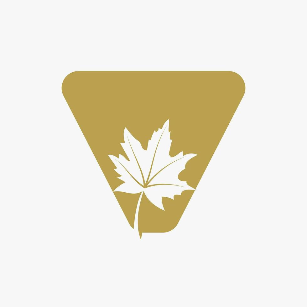 Letter V Maple Leaf Elegant Logo. Maple Leaf Logotype Vector Template