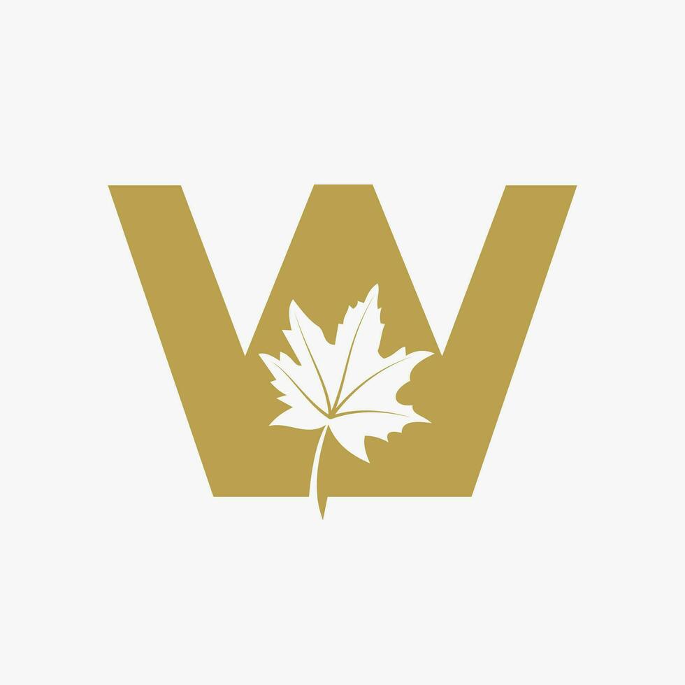 Letter W Maple Leaf Elegant Logo. Maple Leaf Logotype Vector Template