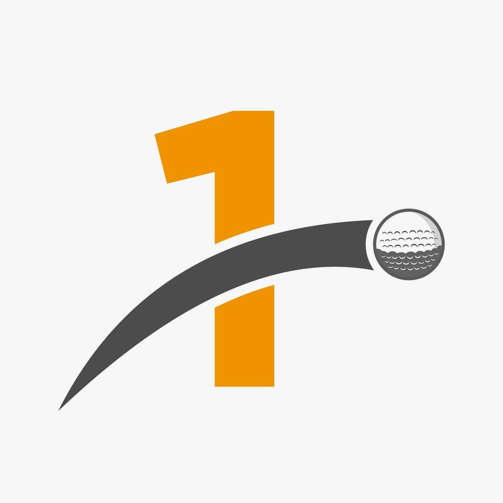 golf logo en letra 1 concepto con Moviente golf pelota icono. hockey deporte logotipo símbolo vector