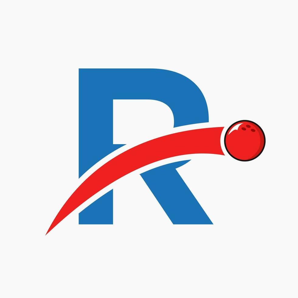 Letter R Bowling Logo. Bowling Ball Symbol With Moving Ball Icon vector