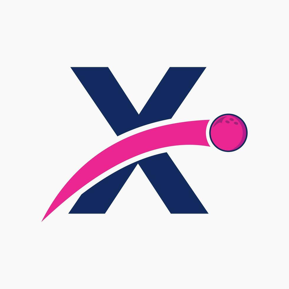 Letter X Bowling Logo. Bowling Ball Symbol With Moving Ball Icon vector