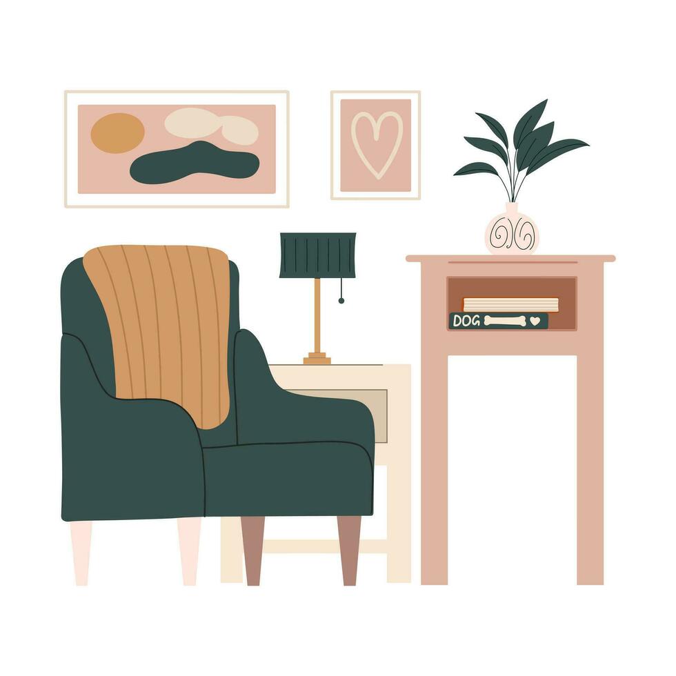 Modern interior design in Scandinavian style. Vector illustration